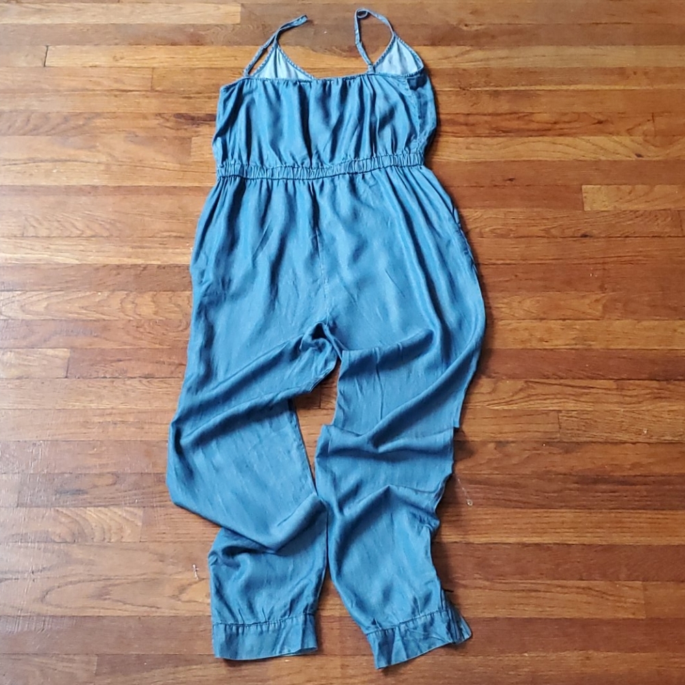 Soft Demim Jumpsuit With Drawstring Elastic Waist - image 6